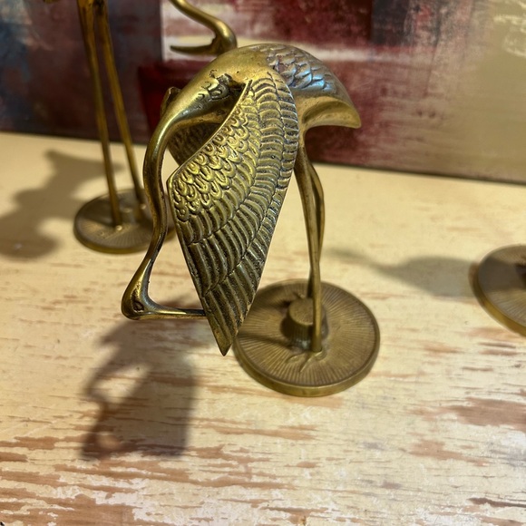 stunning Set Of 3 Vintage Brass Storks figurines - Picture 7 of 10